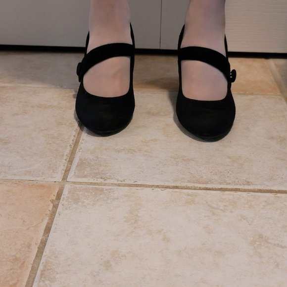 American Eagle, Black, Faux-Suede, Retro, Mary Janes - Picture 4 of 7